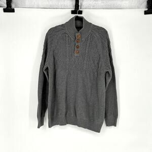 Men's American Rag Gray Cotton 4-Button Stand Collar Sweater - Size XXL